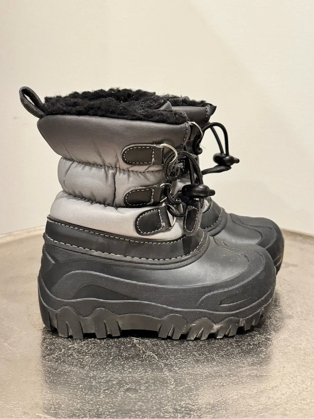Kids Black & Gray Insulated Rain and Snow Boots